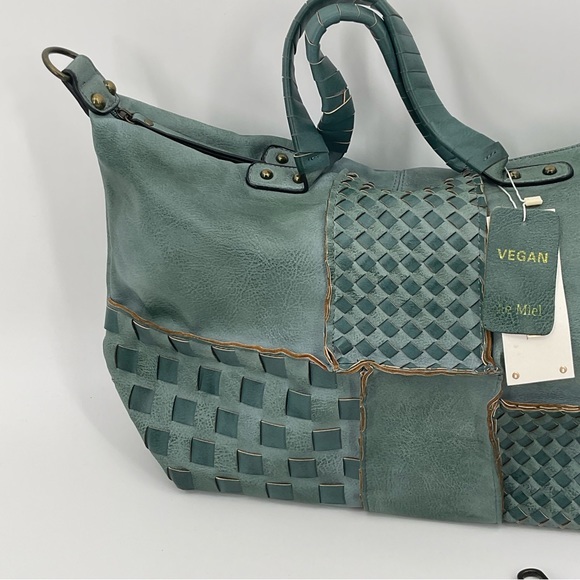 Le Miel Vegan Leather Purse NWT Aged Turquoise Color - Picture 6 of 16